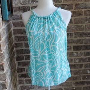 Boden Blue and White Swirl Halter Top